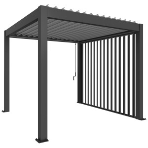 Pannello laterale a lamelle Biohort, grigio scuro metallizzato, 3 m, per pergola, protezione da vento e intemperie.