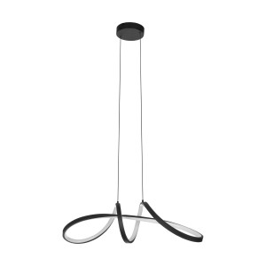 Moderna lampada a sospensione a LED Eglo Calarossa-Z, bianco e nero, con design curvo.