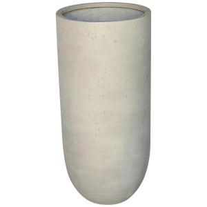Pot de fleurs gris Poroso, Ø 27 cm, hauteur 56,5 cm, aspect béton pour extérieur.