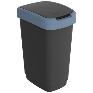 Rotho Swingeimer Twist, anthrazit-blauer 25L Mülleimer mit Schwingdeckel.