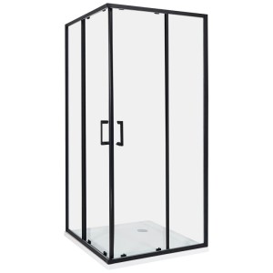 Beliani Cabine de douche Tela verre transparent et noir 185 x 90 x 90 cm