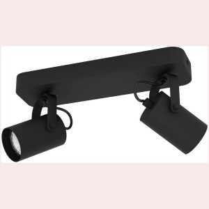 Faretto da soffitto a LED nero Eglo Sorego con 2 faretti GU10, 12 x 28 cm. Plafoniera moderna per interni.