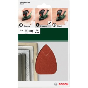 Feuilles abrasives multiples Bosch DIY K80, grain 80 pour ponceuses multifonctions.