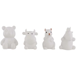 Globo LED luce notturna, plastica, bianco, figure animali (orso, mucca, scoiattolo, unicorno)