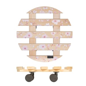 Wagner Multi Roller GH0642 con motivo a fiori di ciliegio, sottovaso a rotelle in legno con 4 ruote, Ø 300mm, portata 100kg.