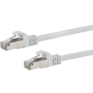 Câble réseau blanc Schwaiger CAT 6 (5m) avec connecteurs RJ45 pour connexions réseau.