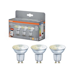 Osram Matter GU10 faretti LED, dimmerabili, 4.7W, confezione da 3. Lampade a riflettore per illuminazione smart.