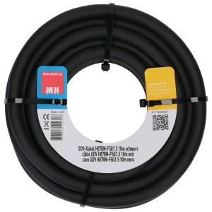 Cavo GDV nero H07RN-F 5 x 1,5 mm², cavo flessibile in gomma da 10 m, arrotolato.
