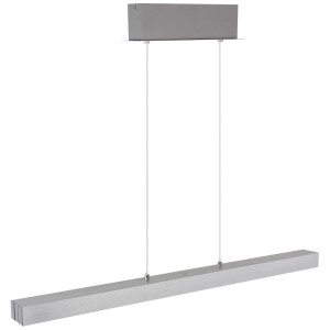 Moderne, alufarbene LED-Pendelleuchte Ethan von Globo, höhenverstellbar und dimmbar.