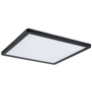 Panneau LED carré Paulmann Atria Shine avec rétroéclairage, noir, 4000K. Plafonnier pour intérieur.