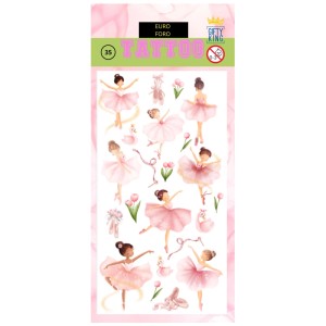 Hauttattoos mit Ballerina-Motiven, verschiedene Designs auf einem Bogen (8,5x19,5 cm).