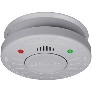 Détecteur de fumée blanc RM520 avec bouton de test et indicateurs LED pour la protection incendie intérieure.