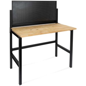 Établi pliant FWB120 avec panneau perforé et plateau en pin, 120x60cm.
