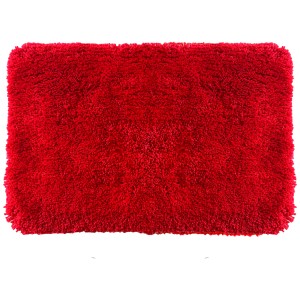 Tappeto da bagno rettangolare rosso Spirella Highland (60x90 cm) con pelo morbido.