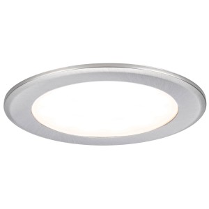 Spot encastrable LED Paulmann, fer brossé, lot de 3, lumière blanc chaud.