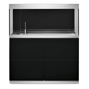 Ensemble aquarium Oase HighLine, verre blanc, 300 l, avec meuble noir.