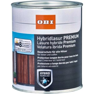 Boîte de lasure hybride OBI Premium Bouleau, lasure pour bois pour intérieur et extérieur.