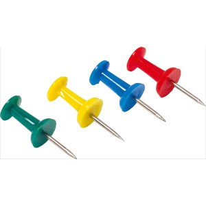 LUX Pinnwandnadeln, 12 puntine colorate assortite con testa in plastica per fissaggio su bacheche.