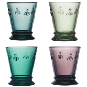 Set di bicchieri La Rochere 'Abeille' multicolore, 4 bicchieri con decoro api.