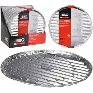 Lot de 3 barquettes de grill en aluminium, Ø 35cm, pour barbecue.