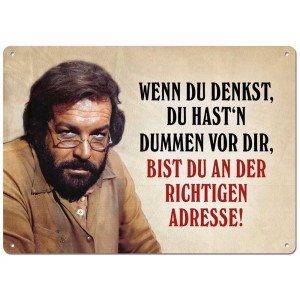 Cartolina in latta con Bud Spencer e la frase: Se pensi...