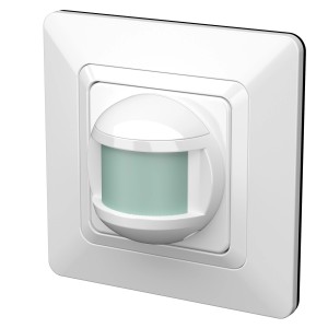Rilevatore di movimento da incasso bianco 180° Modino Priamos per scatole da incasso.
