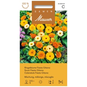 Sementi Mauser Calendula Fiesta Gitana mix con fiori gialli e arancioni.