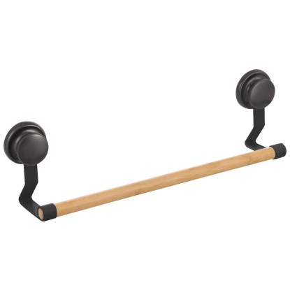 MSV Handtuchhalter mit Saugnäpfen Bambus und Stahl Mattschwarz