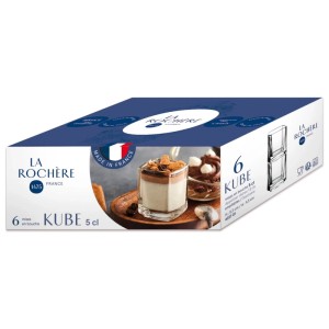 La Rochere Kube bicchieri, set da 6. Bicchieri da dessert a forma di cubo, 5 cl, in scatola.