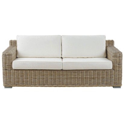 Beliani Canapé de jardin Ardea en rotin Nature 2 places 70 x 194 x 90 cm
