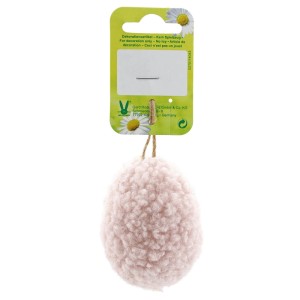 Uovo di Pasqua in peluche rosa chiaro (7 cm) da appendere, decorazione pasquale.