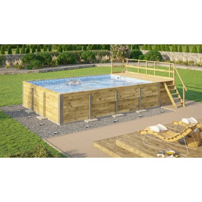 Weka Piscina in legno massiccio 595 Blu / Mosaico gr. 2