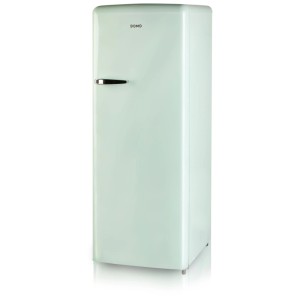 Frigorifero freestanding Domo Retro DO91701R verde menta con maniglia cromata.