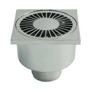 Piletta di scarico cromata Marley DN 50, 100x100 mm, con sifone per tubo HT.