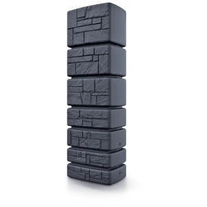 Arves Regentonne Tower Stone, 350 l, con motivo pietra e rubinetto argento.
