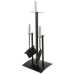 Set d'accessoires de cheminée Valo Oslo Premium, 3 pièces, noir. Inclut pelle, brosse et tisonnier.