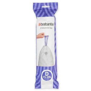 Emballage sacs poubelle Brabantia PerfectFit, 15-20 litres, 240 pièces, avec cordon de serrage.