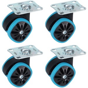 4er Set blaue Doerner + Helmer Lenkrollen, eckig, Ø 5,8 cm, für Möbel und mehr.