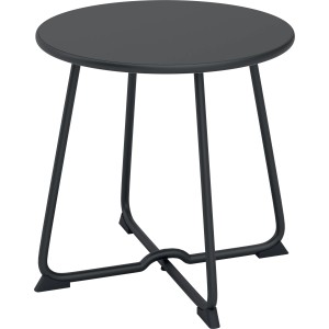 Table d'appoint en acier noir, faisant partie de l'ensemble de mobilier de balcon Patterson 3 pièces.