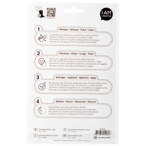 I Am Creative Rub-on Sticker Love A5, 1 Blatt. Anleitung zum Aufbringen der Liebes-Sticker.