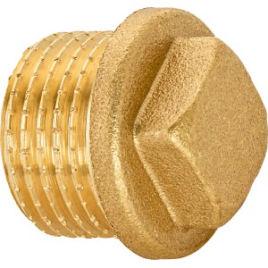 Tappo filettato in ottone 21mm (R 1/2) con attacco quadro per raccordi filettati.