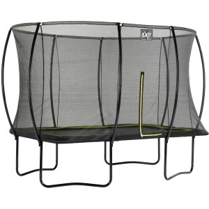 Trampolino da giardino nero EXIT Silhouette 244x366cm con rete di sicurezza.