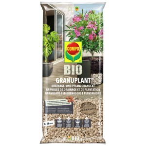 Compo Bio Granuplant, granuli per drenaggio e piantagione, sacco da 10 l, per il miglioramento del suolo e il drenaggio.