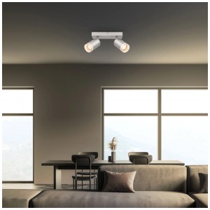 Faretto Briloner Rub, 2 luci, cromo, orientabile. Ideale come spot in soggiorno.
