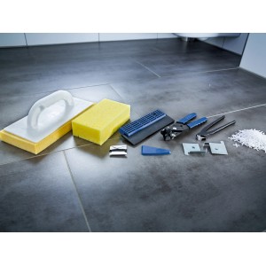 Set da piastrellista LUX, 9 pezzi, con spatola per spugna, pinza per piastrelle, raschietto e altri accessori.