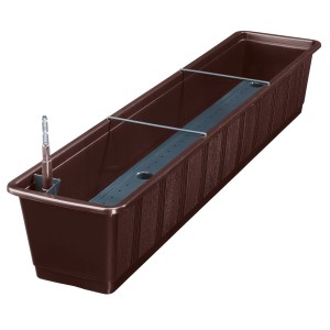 Jardinière marron Geli Aqua-Green 6,4 l avec système d'arrosage pour balcon.