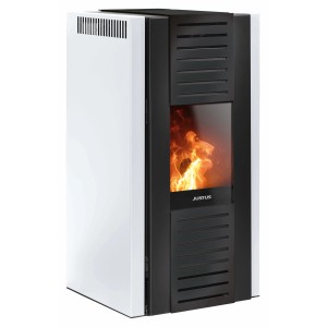 Poêle à granulés Justus Sirkos Aqua 2.0, acier blanc soie, 9,4 kW, hydraulique.