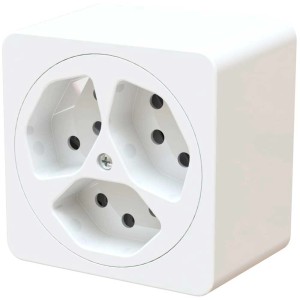 Prise en saillie maxONE avec 3 connexions T13, blanc.