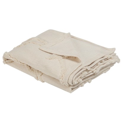 Beliani Coperta morbida Acacia Cotone Beige 130 x 160 cm