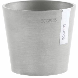Pot de fleurs Ecopots Amsterdam Mini, blanc-gris, 13 cm, pour intérieur et extérieur.